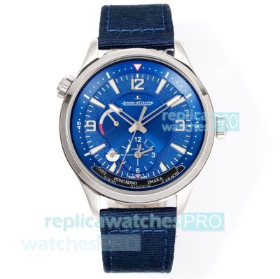 V+Factory Swiss Replica Jaeger LeCoultre Polaris Geographic Blue Leather Strap Watch 